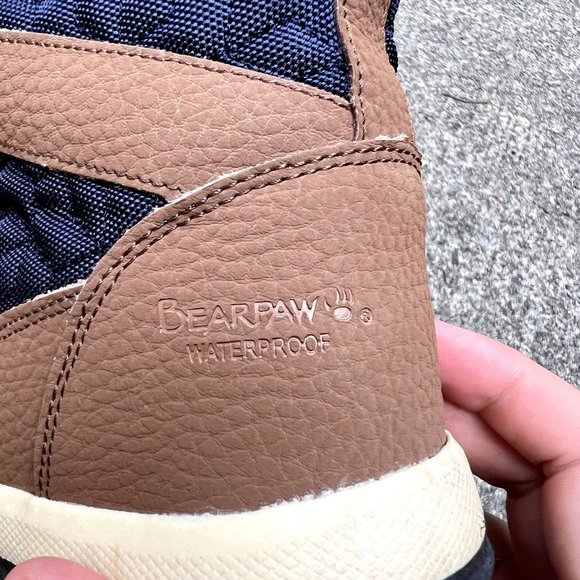 BearPaw Marina Hickory Quilted Waterproof Boot Boots Brown Navy Women's US 9 - Picture 6 of 10